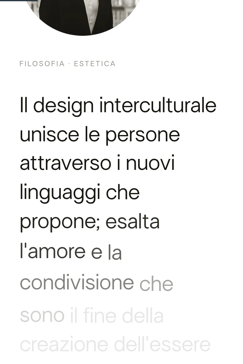 The same passage in Italian: “Il design interculturale unisce le persone…”