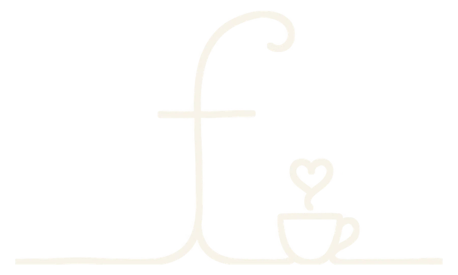 The FinCaffe mark: an f and a coffee cup with a heart for steam, drawn in one line.