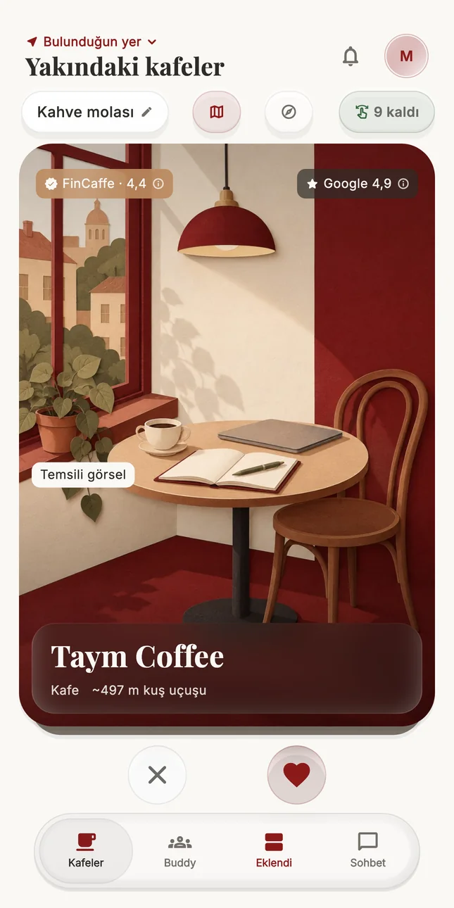 A café saved to the Journal: the tab says so.