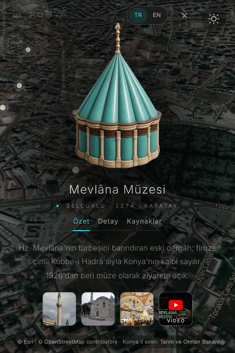 Telefonda Mevlâna Müzesi: kubbe, özet ve dört görsel.
