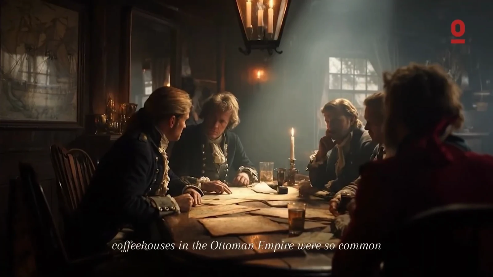 A candlelit conversation around a coffeehouse table.