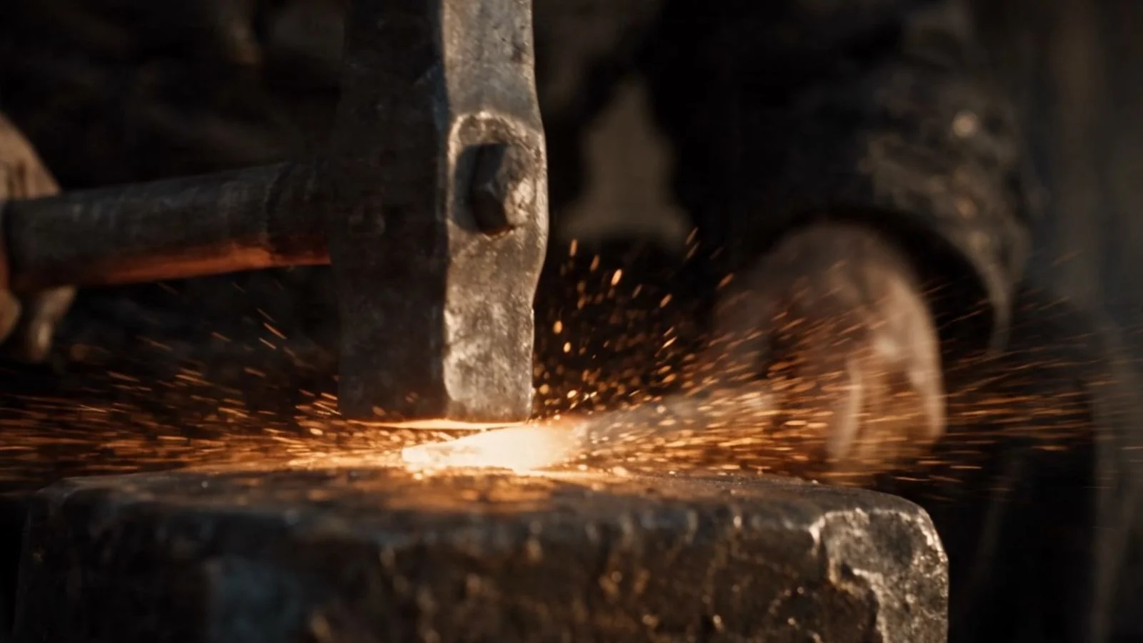 Sparks from a blacksmith’s forge.