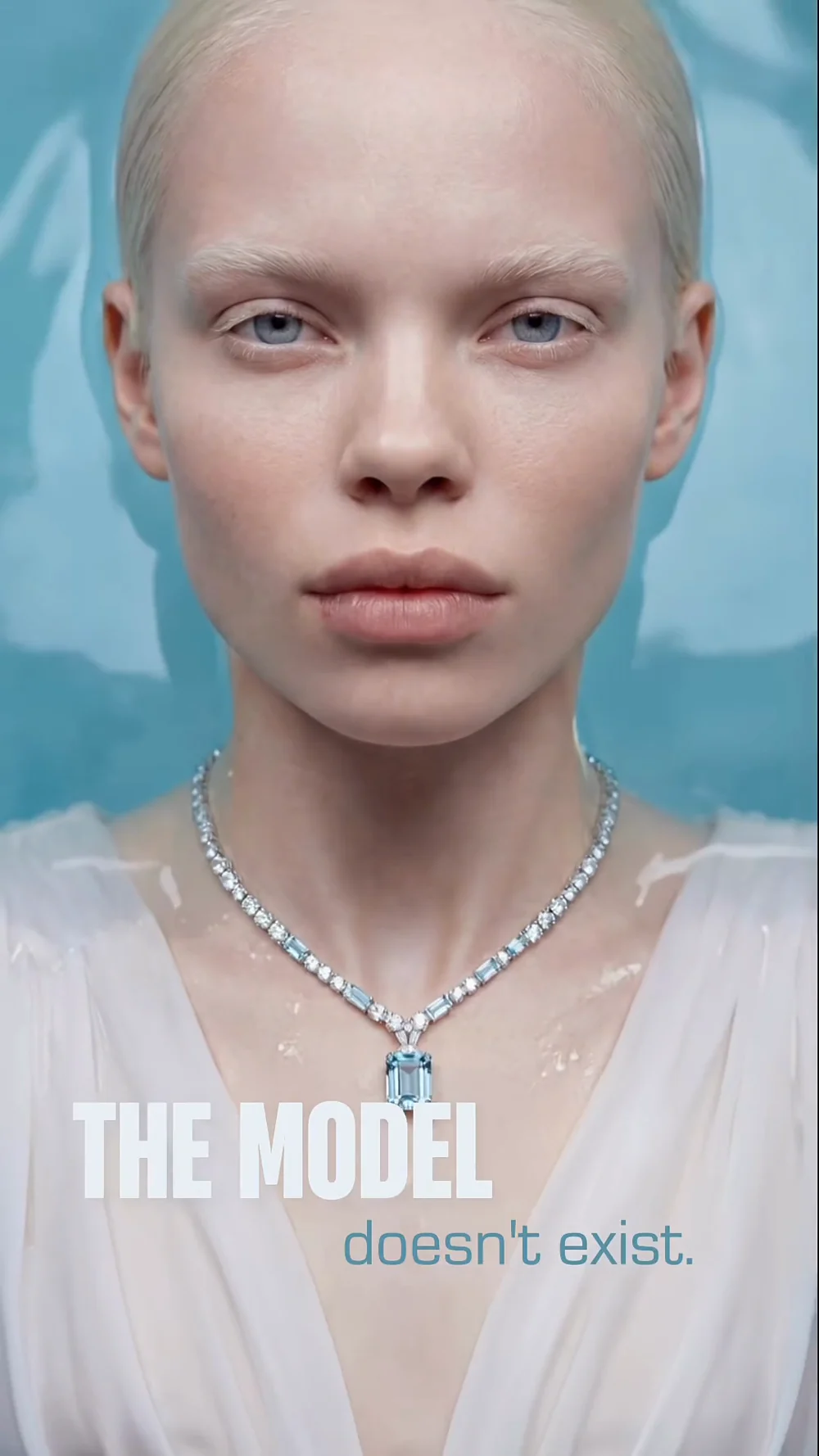 The model in the water, under the words “The model doesn’t exist.”